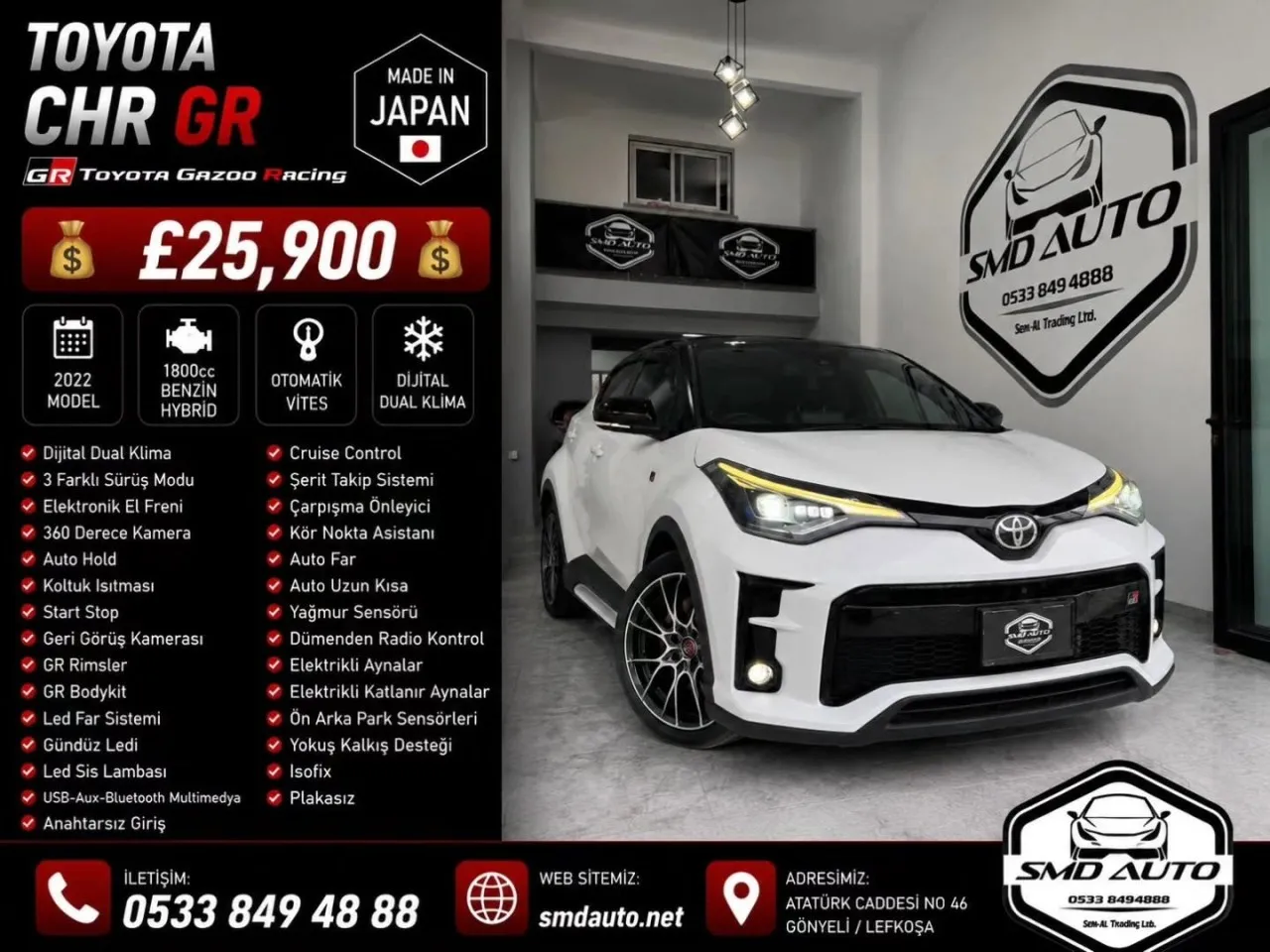 2022 Toyota C-HR 1.8 Hybrid Kıbrıs | KKTC İkinci El Satılık Araba - Fotoğraf 1