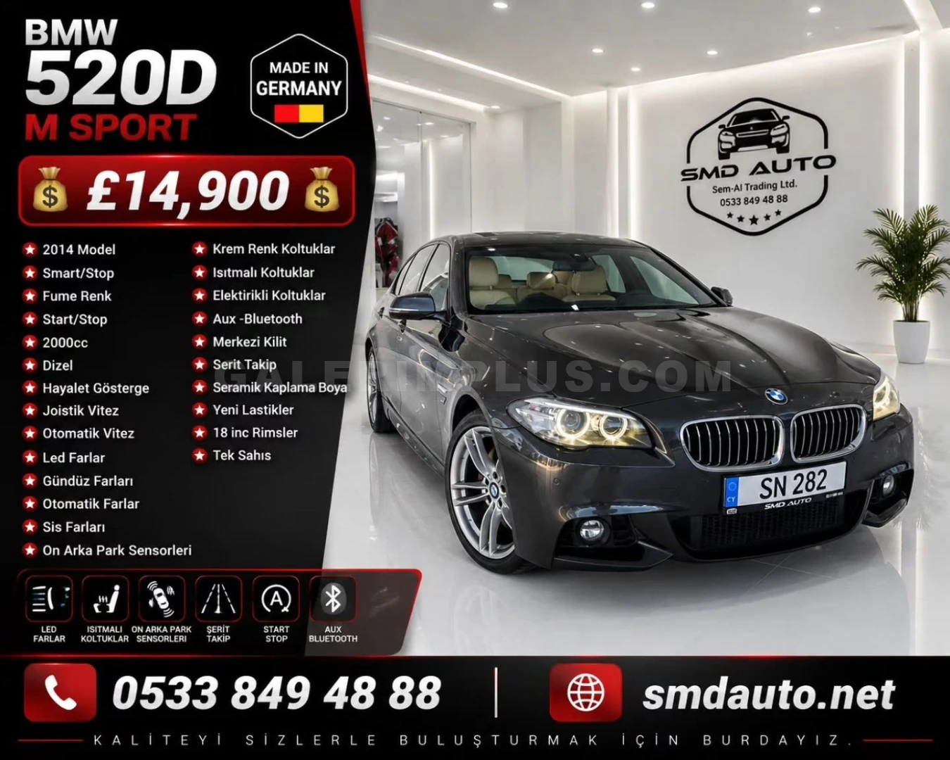 2014 BMW 5 Serisi 520d Dizel Otomatik Lefkoşa İlan görseli - GalerimPlus