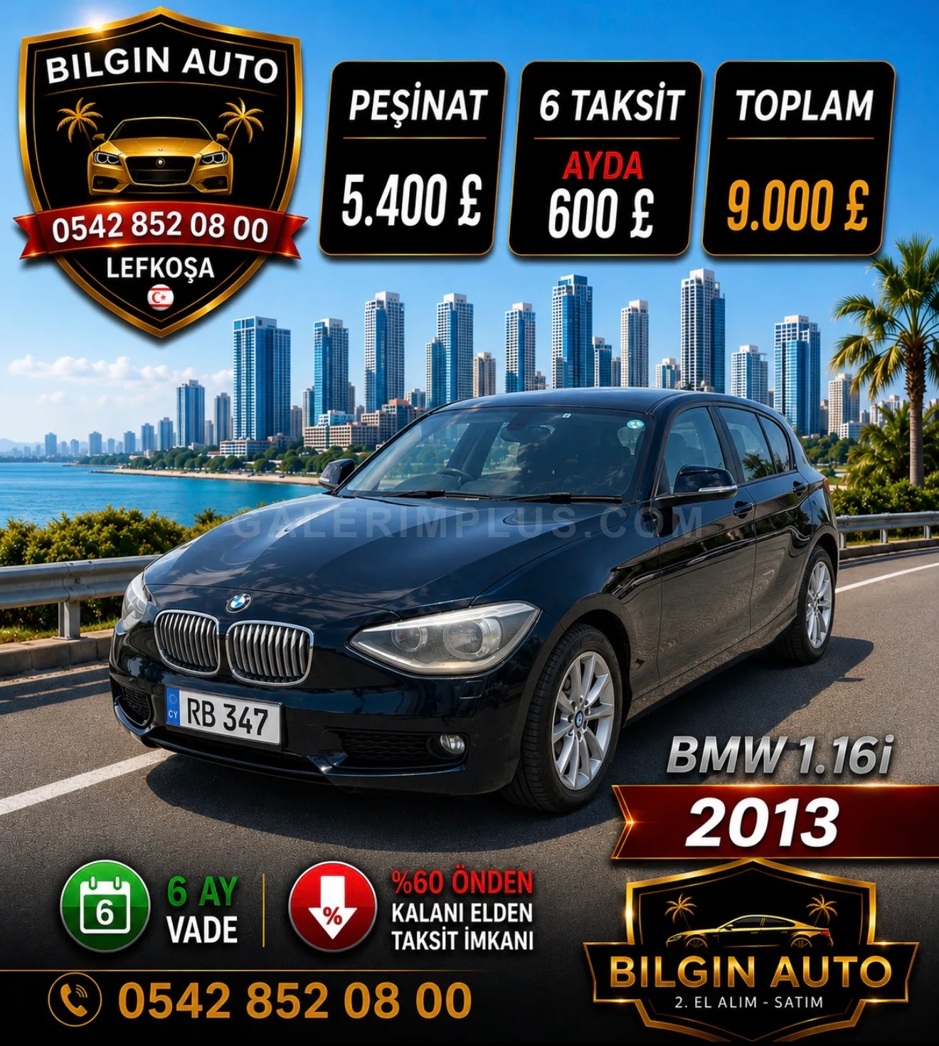 2013 BMW 1 Serisi 116i Benzin Otomatik Lefkoşa İlan görseli - GalerimPlus