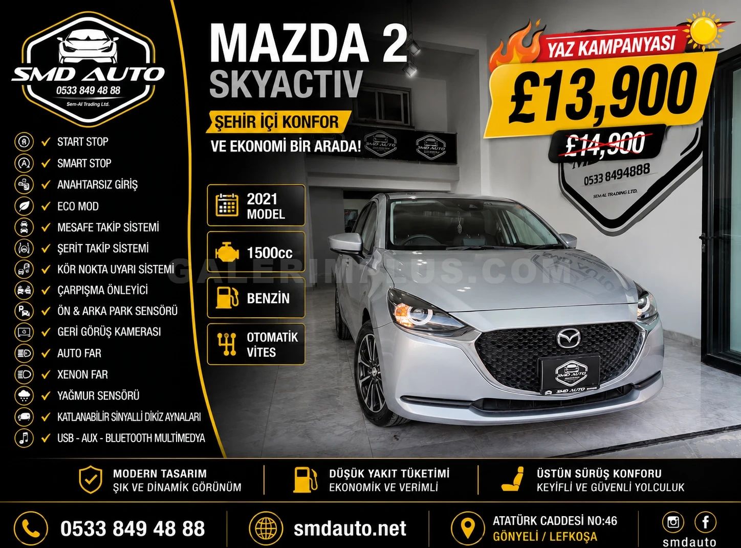 2021 Mazda 2 1.5 Sky-G Benzin Otomatik Lefkoşa İlan görseli - GalerimPlus